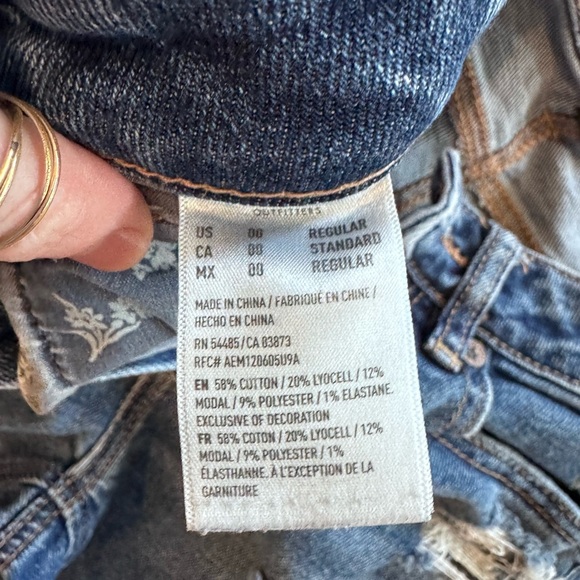 American Eagle Outfitters Ripped Blue Denim Jeans, Stretch - Picture 11 of 13